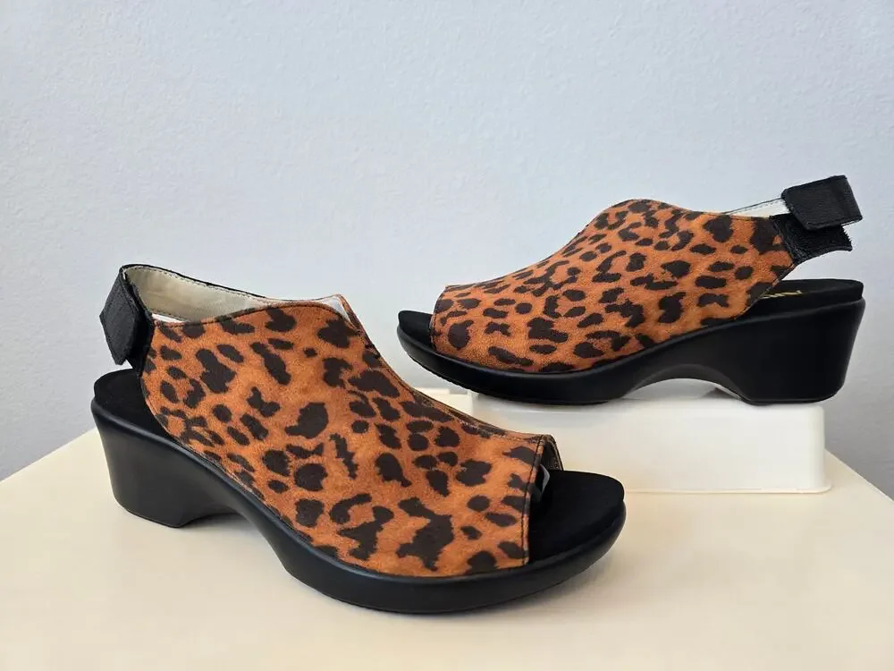 Alegria Leopard Print Slingback Wedge Comfort Sandals Womens 9.5 Slip Resistant